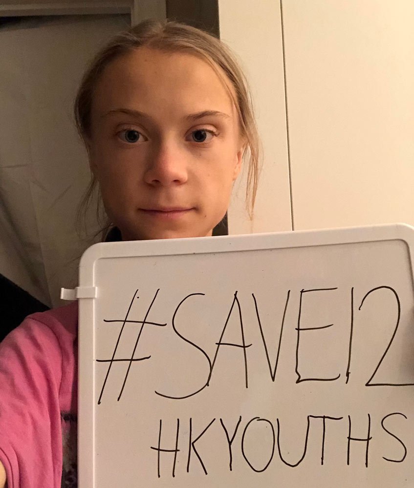 Greta Thunberg se une a campaña para liberar a fugitivos de Hong Kong