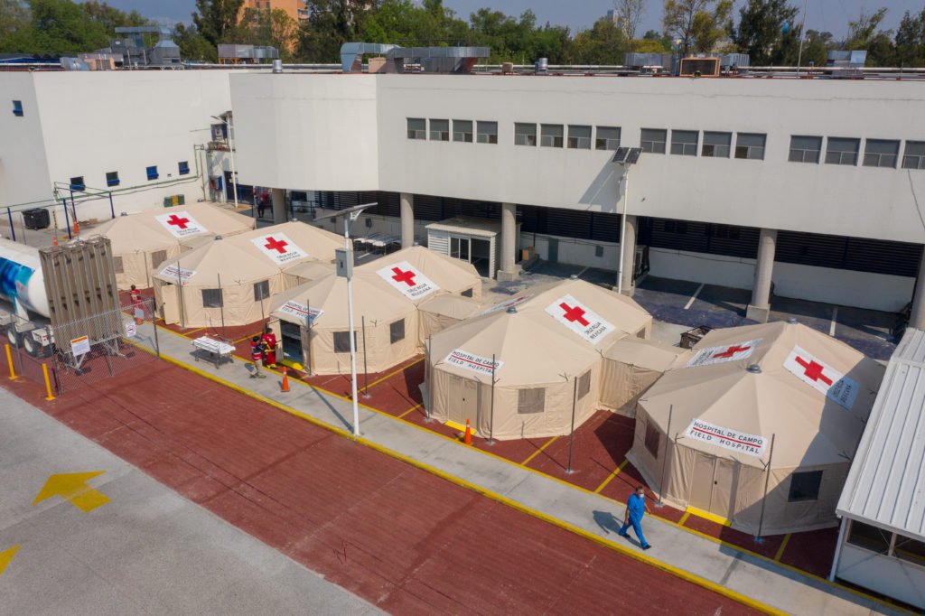 Cruz Roja implemento un hospital de campo en el INER con 40 camas para pacientes graves de Covid19