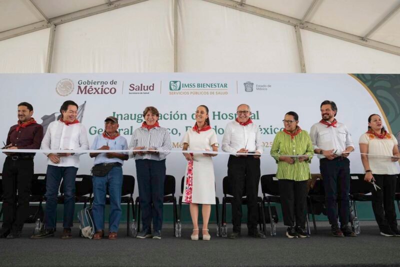 A 19 anos de la represion al pueblo de Atenco Claudia Sheinbaum inaugura hospital general del IMSS Bienestar en San Salvador Atenco